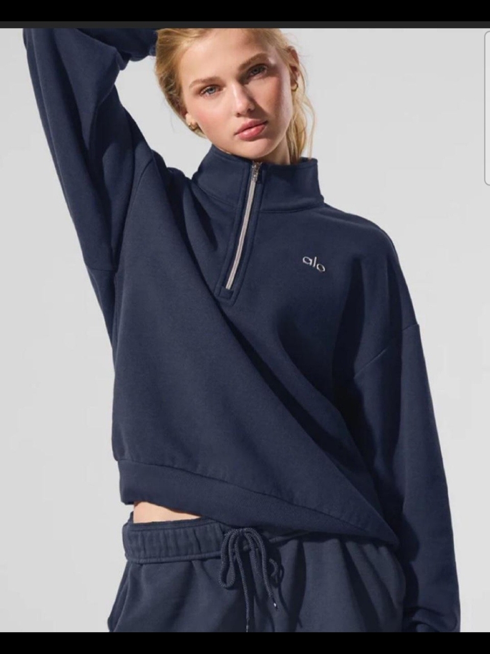 ALO Yoga Navy Half-Zip Pullover Sweatshirt - Picture 2 of 2